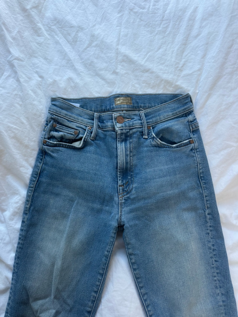 MOTHER Women's Blue Washed Straight Leg Jeans - Picture 2 of 6